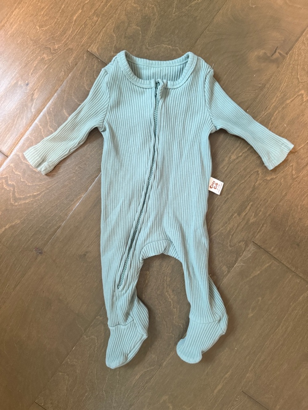 Cozy Cub Baby Ribbed Footed One-Piece in Sage Green